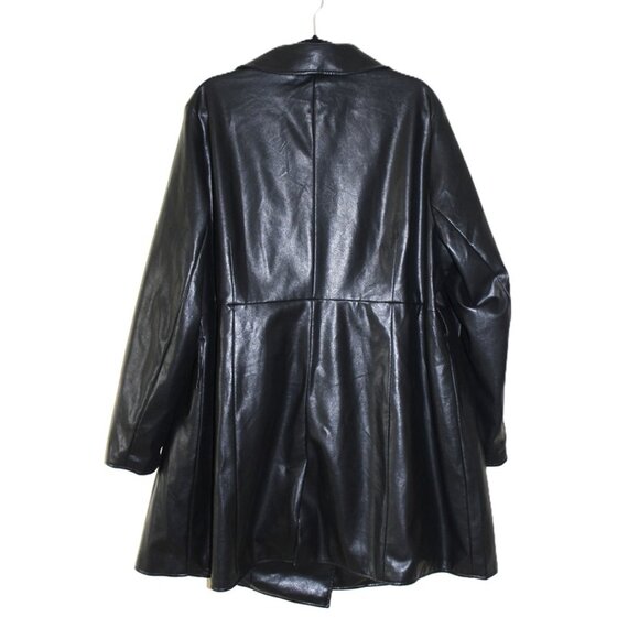 H&M Divided Matrix-Stle Faux Leather Belted Trench Coat in Black (Plus Size) - Picture 7 of 13